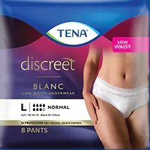 TENA Discreet Low Waist Incontinence Disposable Underwear - White 