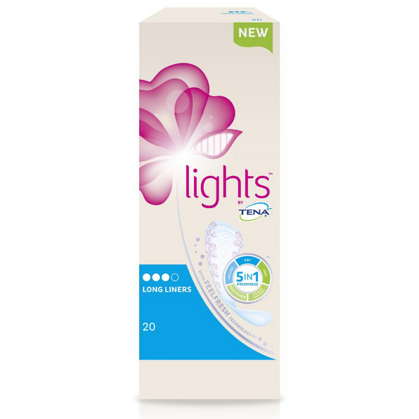 Lights by TENA Liners - Long Length - SELL IN PACK AND CASE TEST